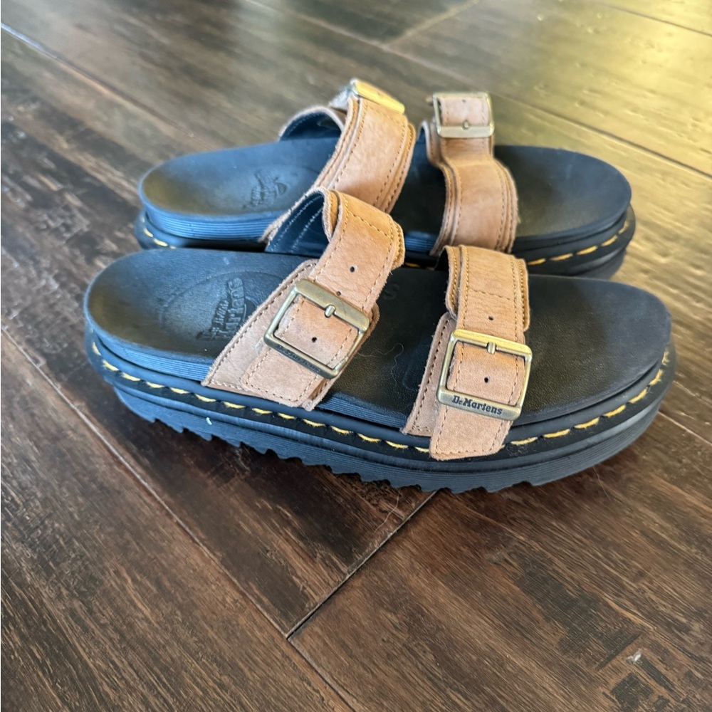 Doc Martens Tan and Black Sandals - Picture 2 of 6